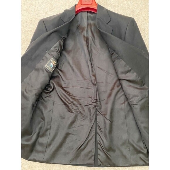 Hart Schaffner & Marx Mens Black Wool Blazer 44 L LONG Sport Coat Metal Button - Picture 5 of 8